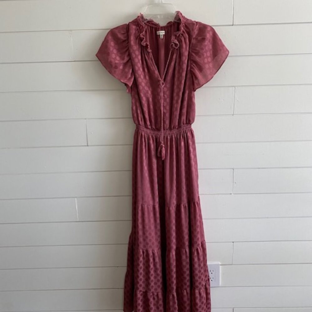 Z Max Studio Shiny Dot Jacquard Flutter Sleeve Dr… - image 1